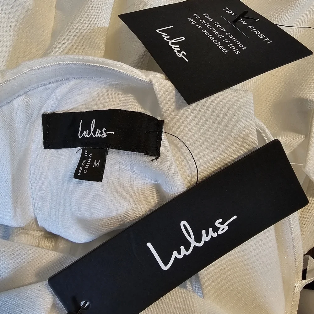 Lulus Tier-ly Delightful White Tie-Strap Tiered Bustier Mini Dress, Size Medium